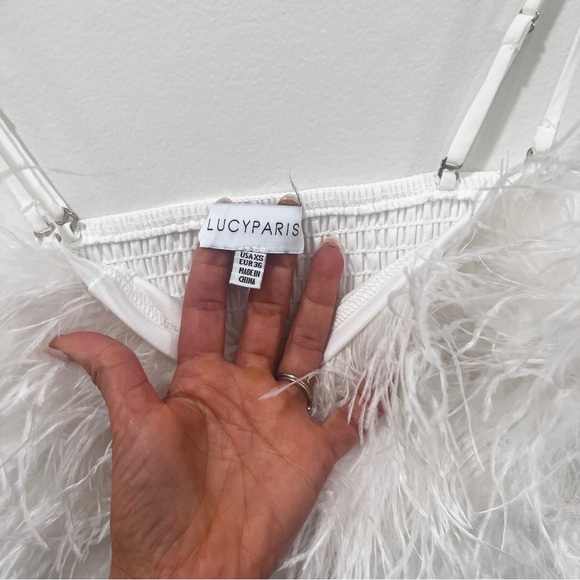 Lucy Paris Milly Feather Top White Size XS EUR 36 - Picture 5 of 7
